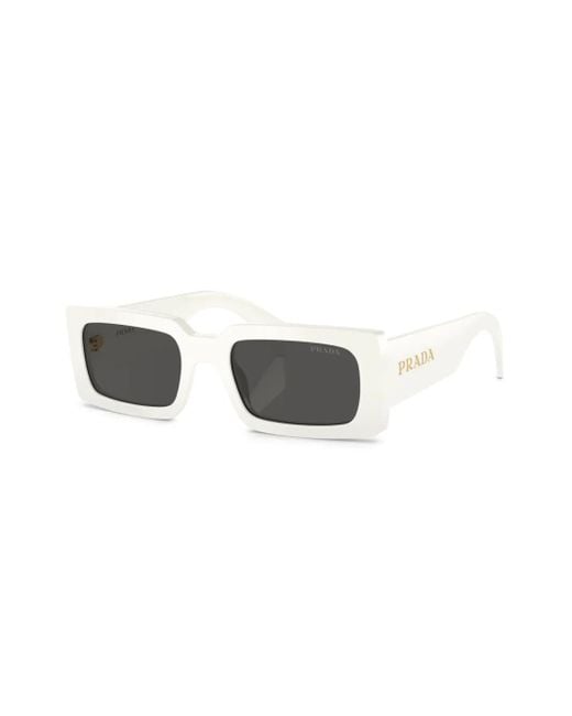 Prada Black Logo-Lettering Rectangular Sunglasses