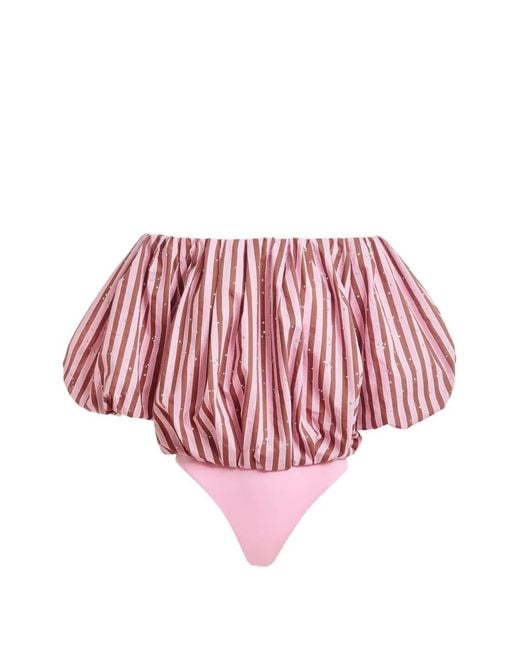 Essentiel Antwerp Red Striped Embellished Blouse