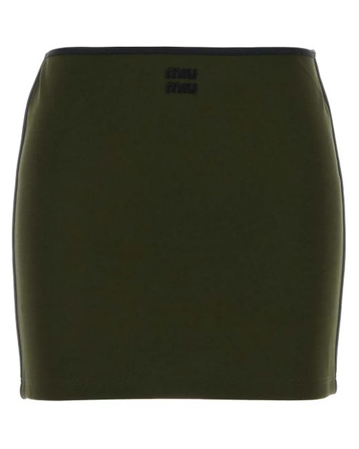 Minigonna Con Ricamo di Miu Miu in Green