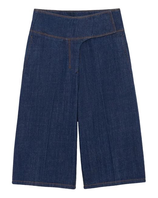 AMI Blue Cotton Wrapped Belted Bermuda Shorts