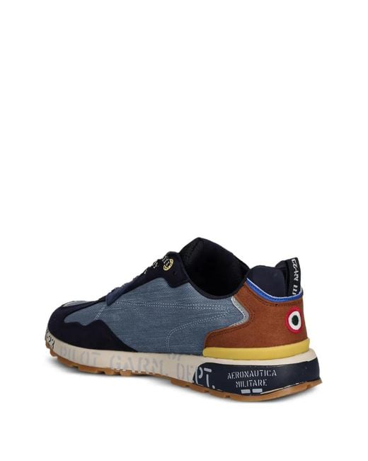 Aeronautica Militare Blue Logo-Motif Sneakers for men