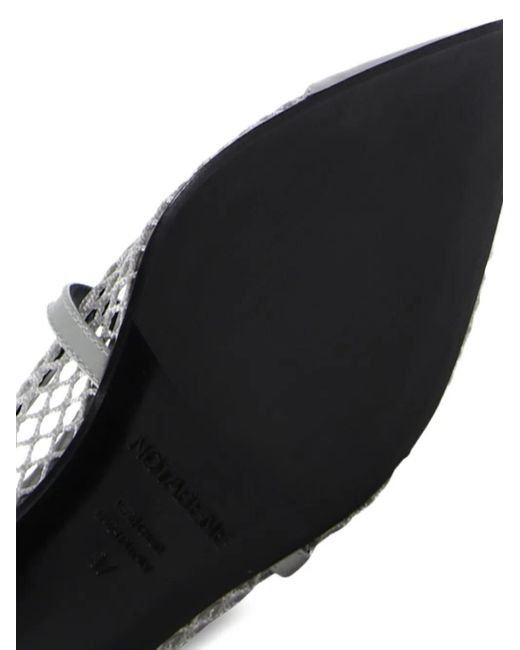 Notabene Gray Pasqualina Mesh-Detail Ballet Flats
