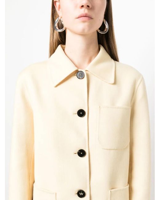 Jil Sander Natural Buttoned-Up Cashmere Shirt Jacket