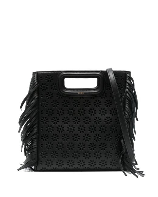 Maje Black M Perforated Leather Tote Bag
