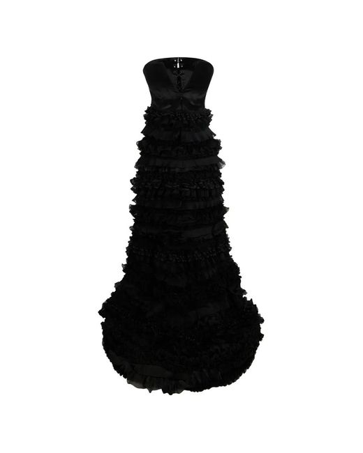 Moschino Black Ruffled-Detail Maxi Dress