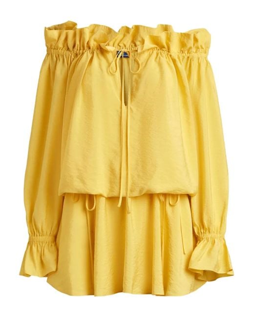 Polo Ralph Lauren Yellow Off-The-Shoulder Crepe Dress
