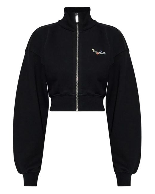 Off-White c/o Virgil Abloh Black Geblümter Strick mit Reißverschluss
