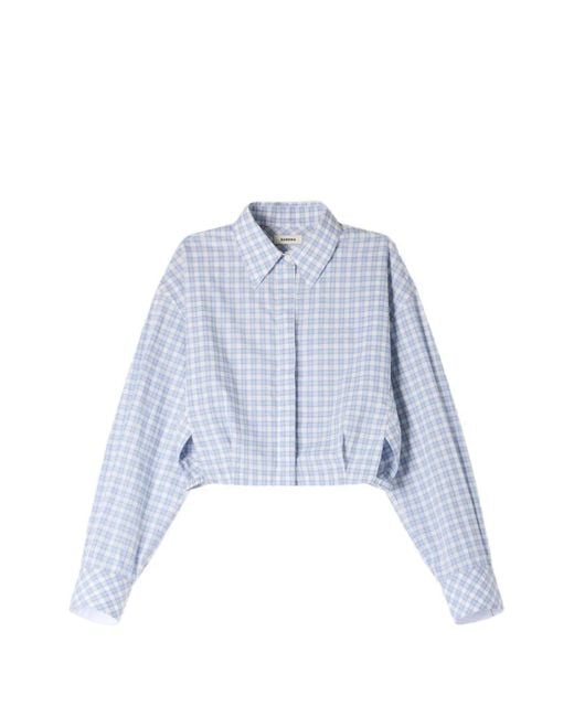 Sandro Blue Cropped Checked Shirt
