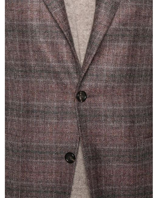 Canali Brown Checked Wool Blazer for men