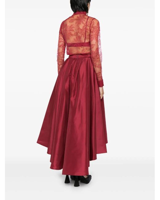 Saiid Kobeisy Red Lace Pleated Playsuit