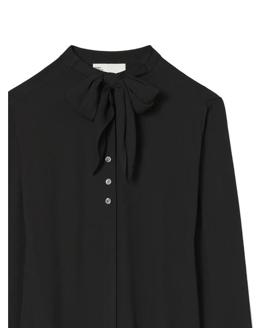 Tory Burch Black Bow Georgette Blouse