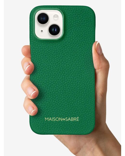 Maison De Sabre Green Leather Phone Case (Iphone 15)