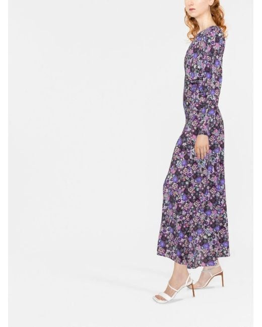 Isabel Marant Purple Floral-Print Long-Sleeve Maxi Dress