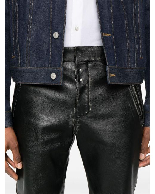 Pantalon fuselé en cuir Alexander McQueen pour homme en coloris Black