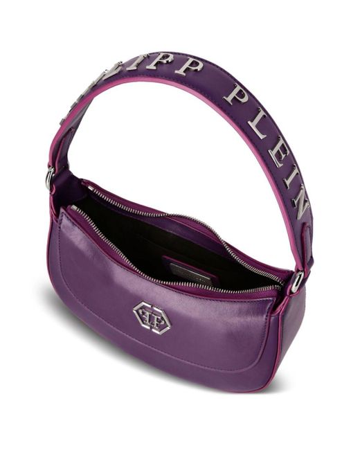 Bolso de hombro con placa del logo Philipp Plein de color Purple