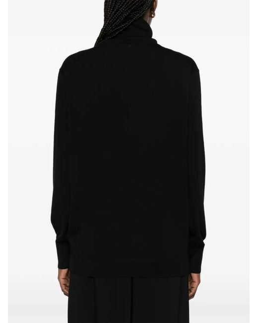 Totême Black Roll-Neck Wool Sweater