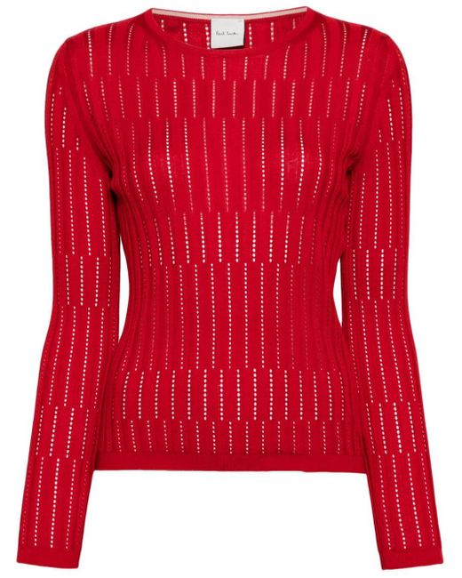 Paul Smith Red Pointelle-knit Cotton Jumper
