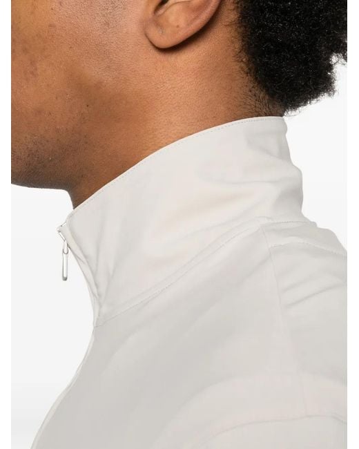 Eleventy White High-Neck Zip-Upbomber Jacket for men
