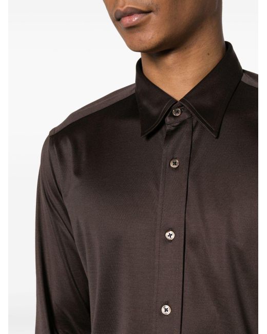 Tom Ford Brown Pure Silk Shirt Clothing for men