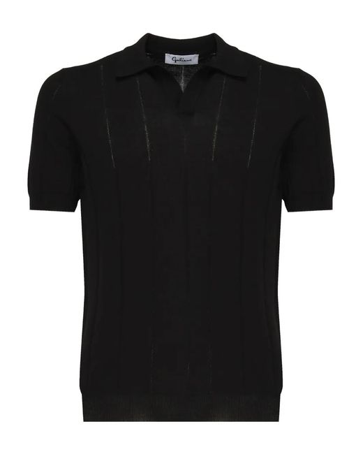 Galiana Geribbeld Poloshirt in het Black voor heren
