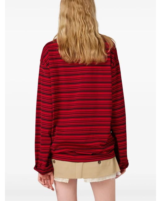 Miu Miu Red Striped Cotton Top