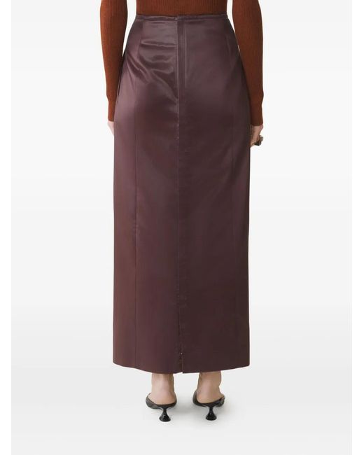 Lanvin Brown Button-Detail Midi Skirt