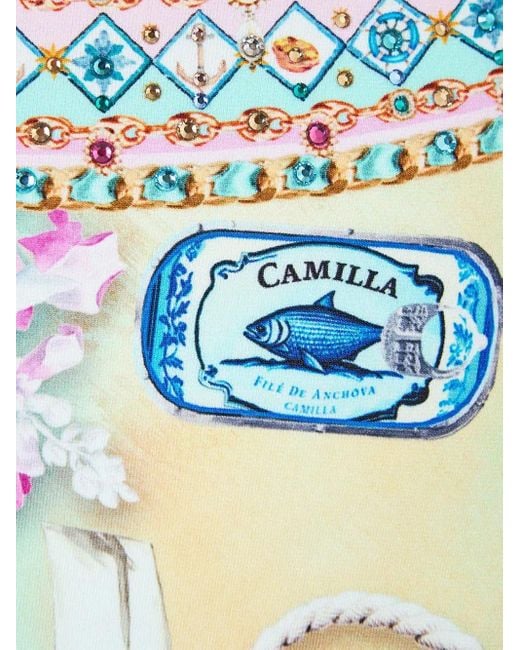 Camilla Blue Beach-Pattern Bikini Bottoms