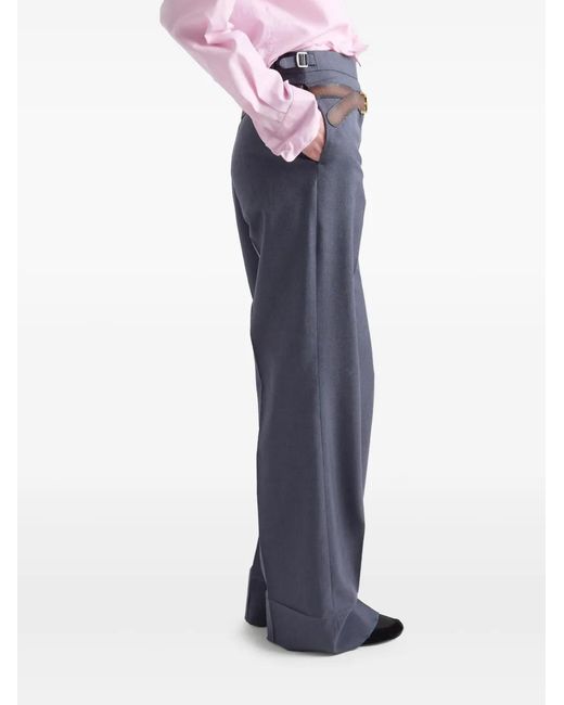 Prada Blue Belt-Print Trousers