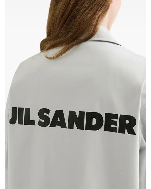 Jil Sander White Logo-Print Cotton Taffeta Jacket