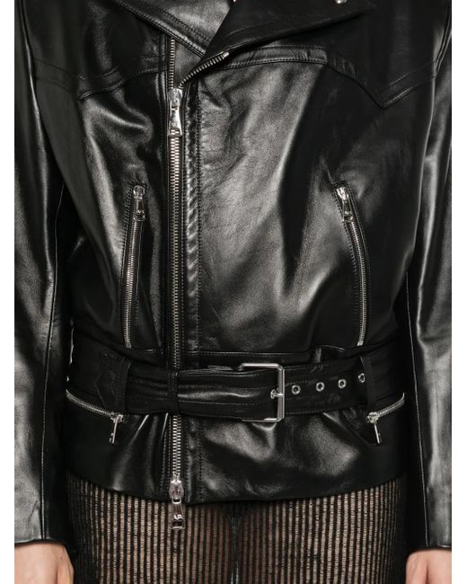 Alessandra Rich レザー ライダースジャケット Black