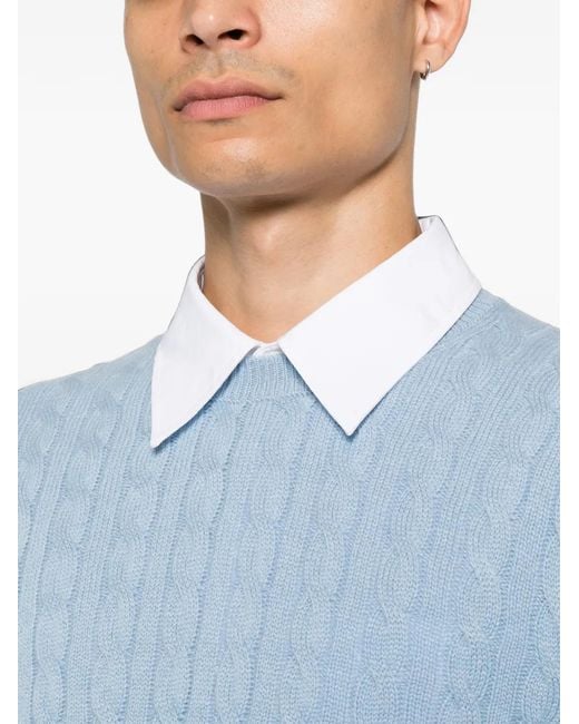 Malo Blue Cable-Knit Sweater for men