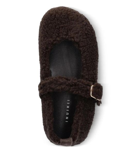 Inuikii Black Molly Curly Buckle Strap Ballet Flats