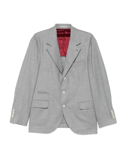 Brunello Cucinelli Gray Silk-Blend Blazer for men