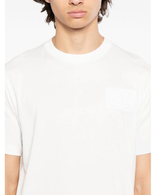 Lacoste White Logo-Embroidered T-Shirt