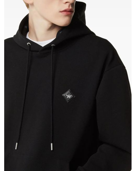 MCM Blue Essential Ponte Logo-Patch Hoodie
