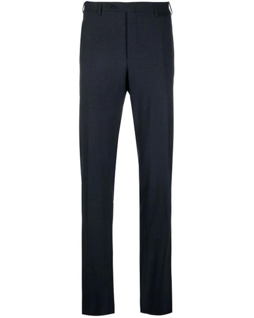 Canali Blue Straight-Leg Tailored Trousers for men