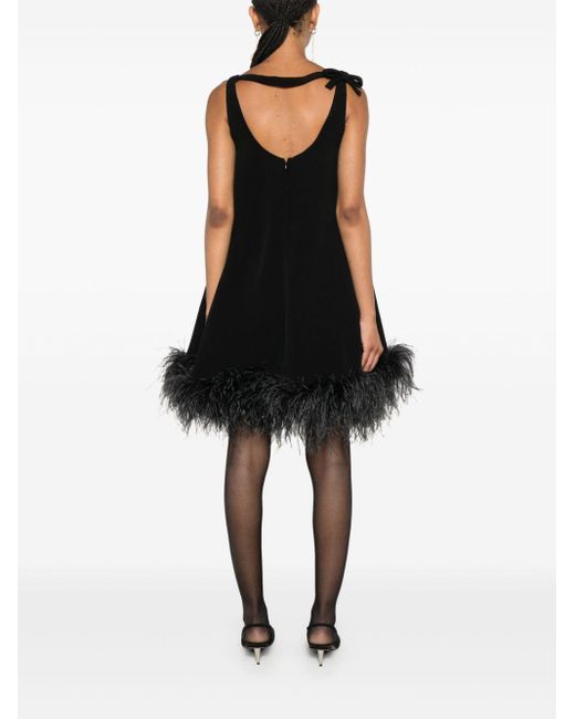 Valentino Garavani Black Feather-Trim Midi Dress