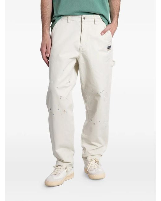 Evisu White Paint-Splatter Seagull-Print Trousers for men