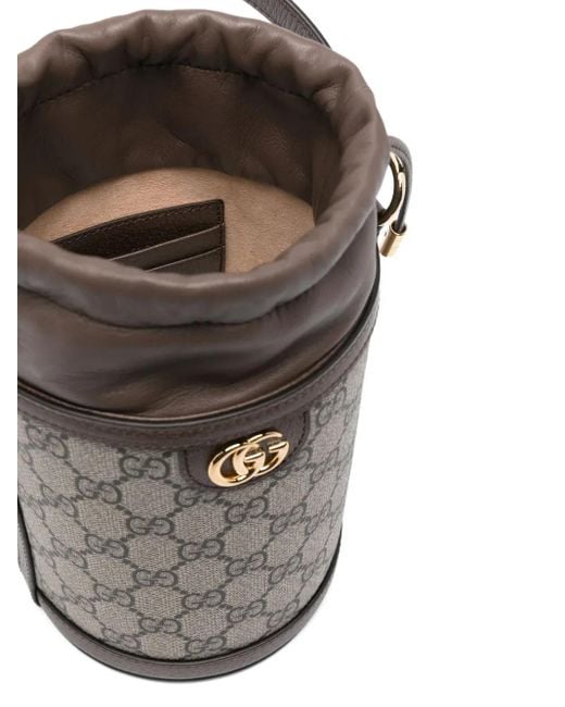 Gucci Gray Mini Ophidia Gg-Supreme Bucket Bag
