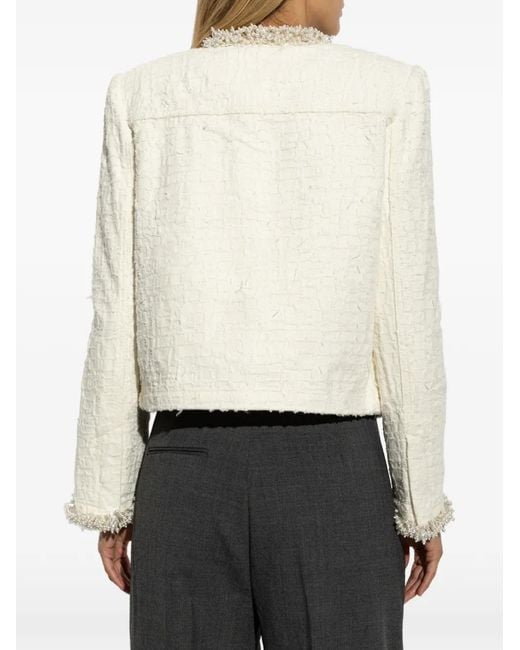 Self-Portrait White Cream Textured Denim Jacket
