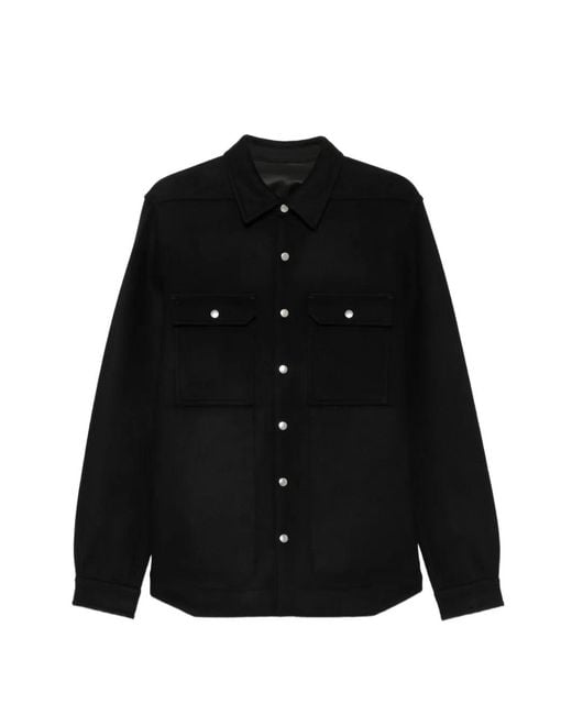Rick Owens Black Surchemise À Boutonnière for men