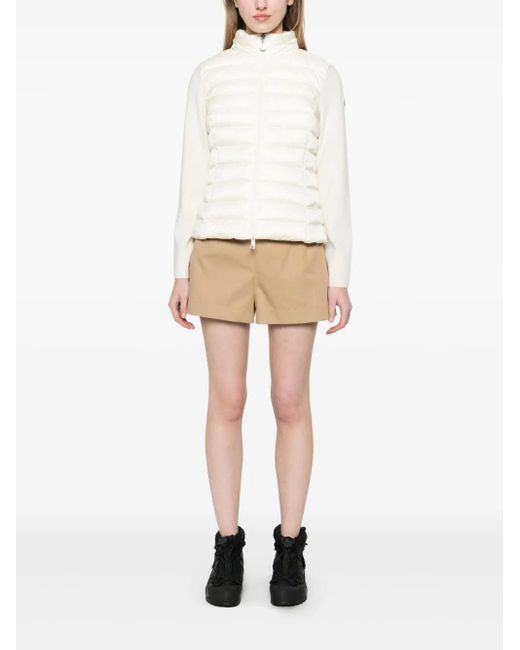Moncler White Logo-Patch Padded Jacket