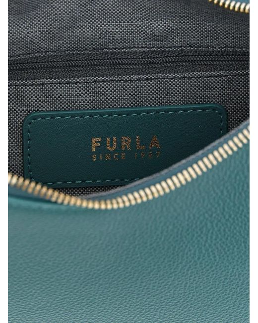 Furla Green Small Goccia Leather Shoulder Bag