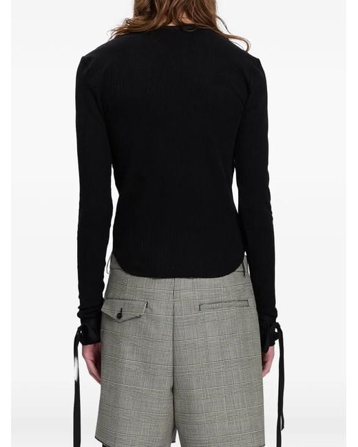 Ann Demeulemeester Black T-Shirt En Maille Pointelle for men
