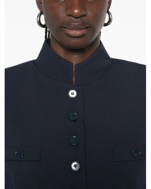 ViCOLO Blue Mandarin-Collar Button-Up Jacket