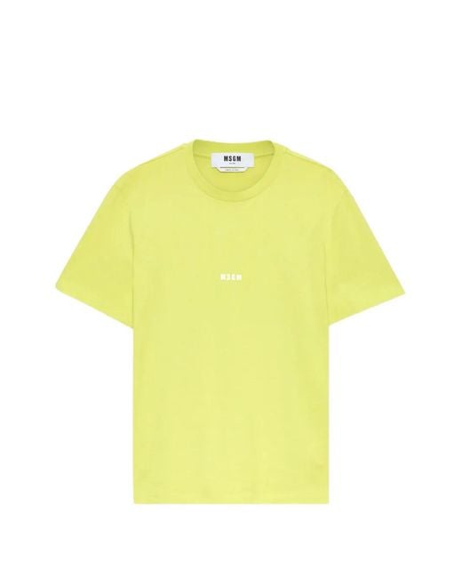 MSGM Yellow Logo T-Shirt for men
