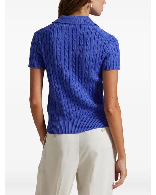 Polo Ralph Lauren Blue Cable-Knit Short-Sleeve Top
