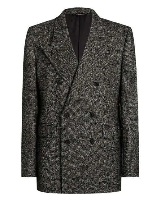 メンズ Dolce & Gabbana ヘリンボーン ダブルジャケット Black