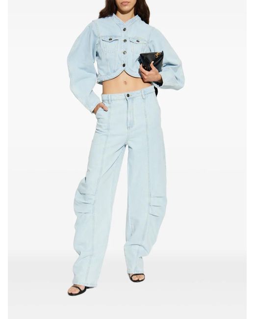 ROTATE BIRGER CHRISTENSEN Blue Cropped Denim Jacket