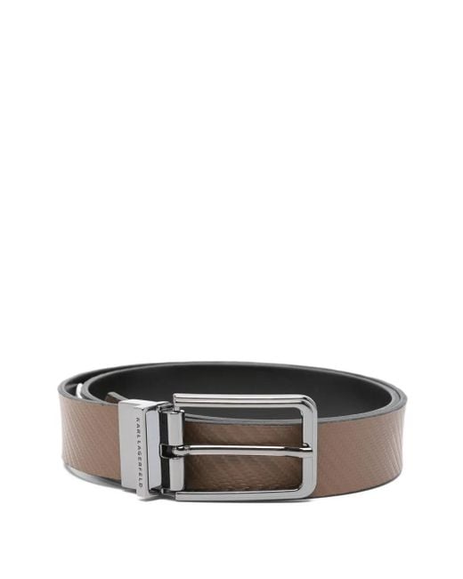 メンズ Karl Lagerfeld テクスチャードレザー ベルト Gray